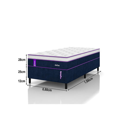 Cama Box com Colchão Solteiro Dallas 188x88x65 Smartz