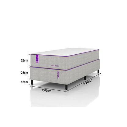 Cama Box Solteiro Com Colchão   D28+D25 88x188 Ultra Relax Smartz