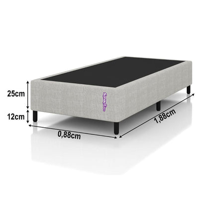 Cama Box Solteiro Bege 88x188x25 Jaquard Cayambe Smartz