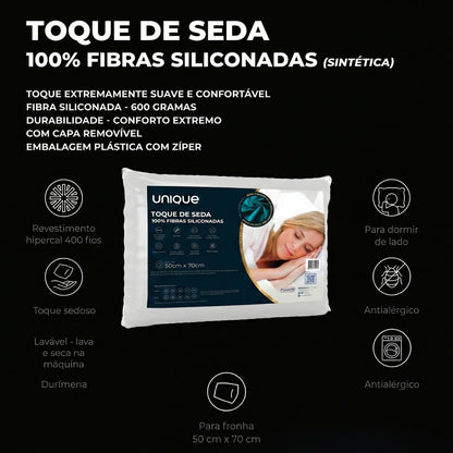 Travesseiro Fibras Siliconadas 50x70  Hipercal 400 Fios