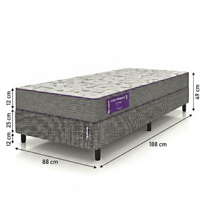 Cama Box com Colchão  Solteiro  D20 Acction  88x188 Smartz
