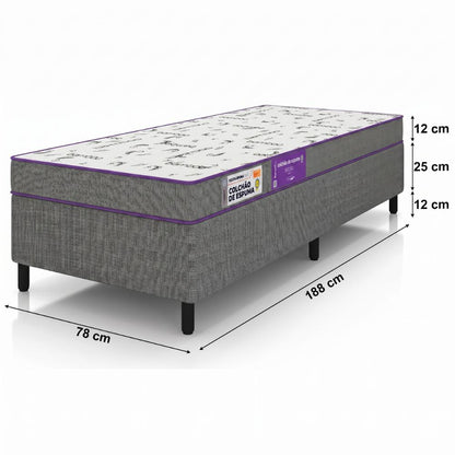 Cama Box Solteiro Smartz Acction D20 188x78 Cinza Macio