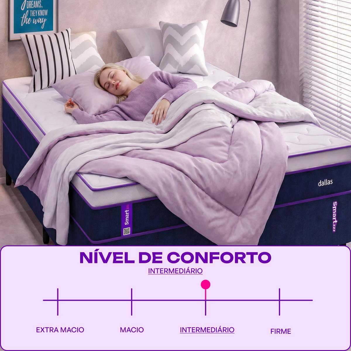 Colchão Solteiro Mola Pocket 88x188x28 Dallas Smartz