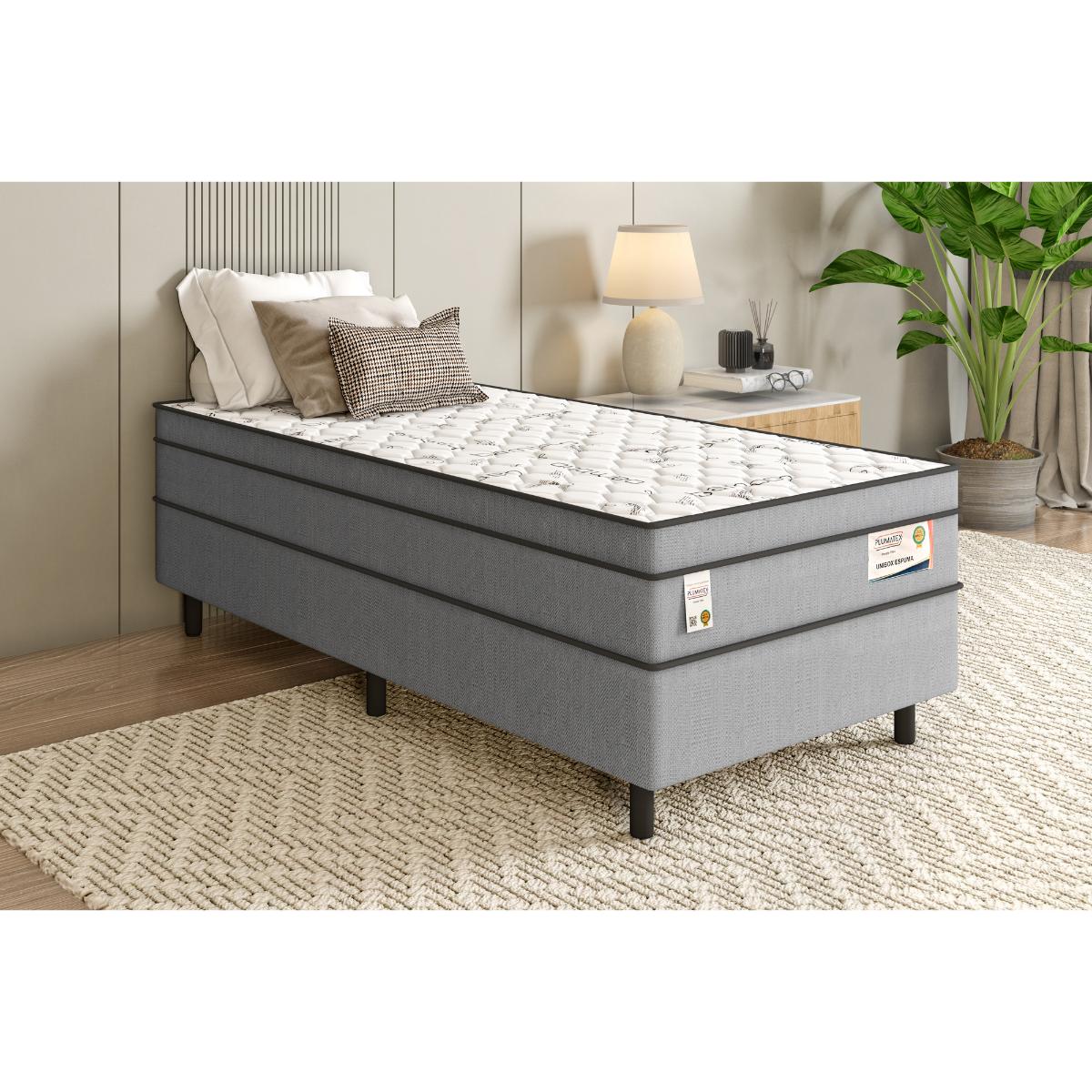 Cama Box Solteiro Conjugado Molas Ensacadas 88x188x59 Plumatex