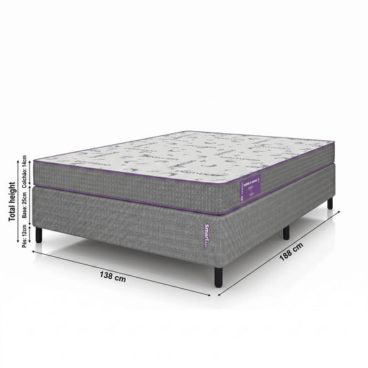 Cama box com Colchão Casal  D28 Acction  138x188cm Macio Smartz