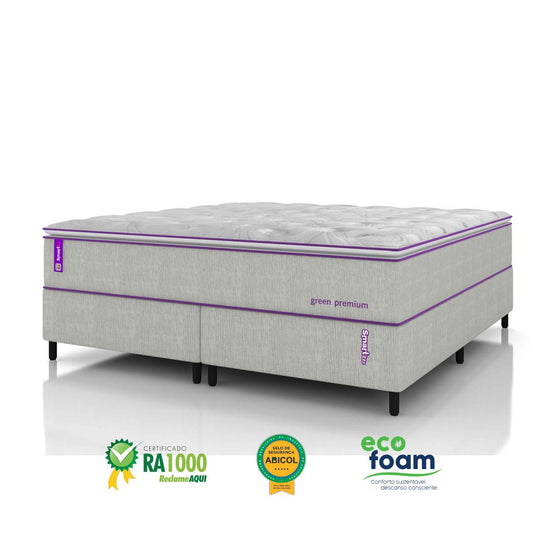 Cama Box King Com Colchão D33 193x203 Green Premium Smartz