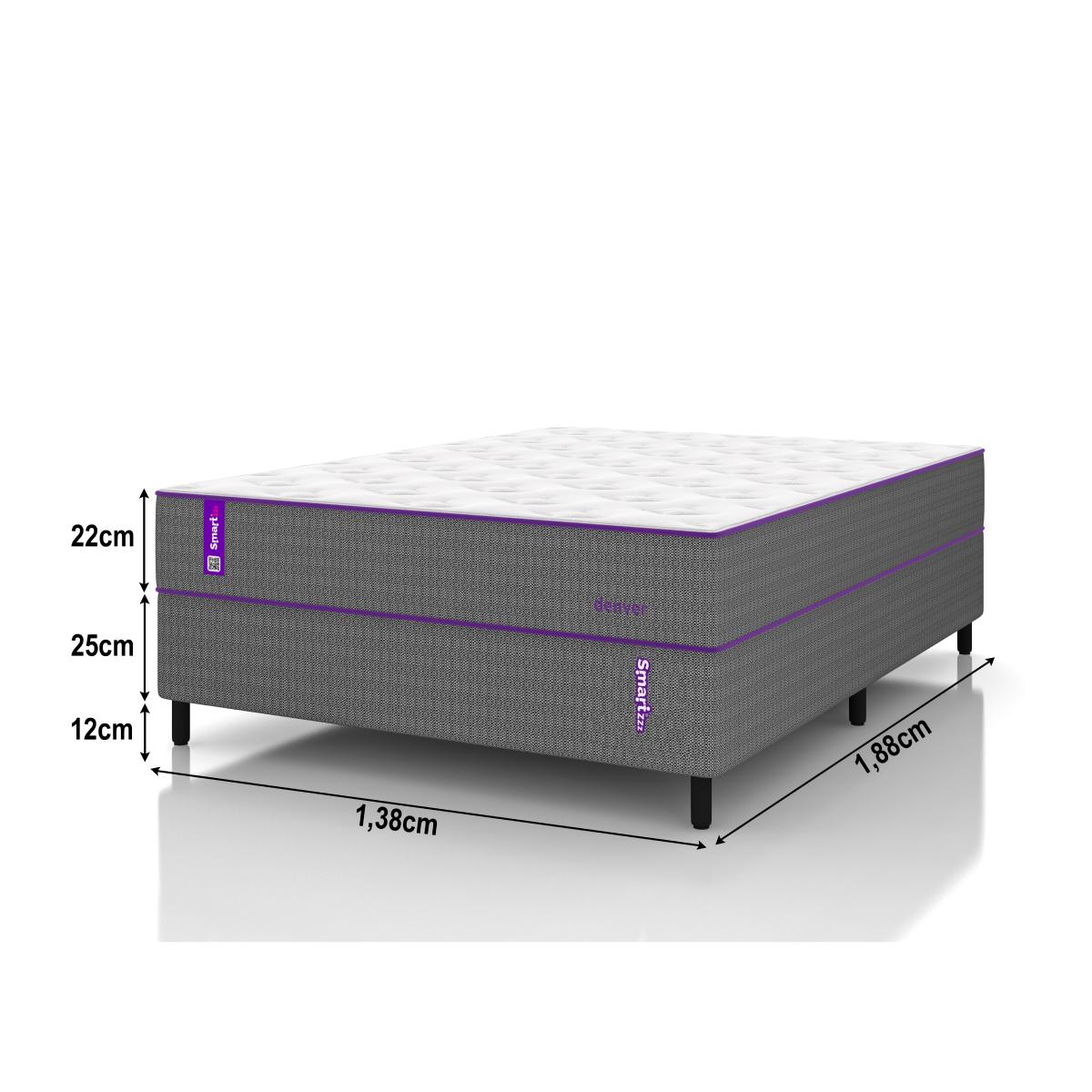 Cama Box Casal Denver Molas Pocket  138cm x 188cm  Smartz