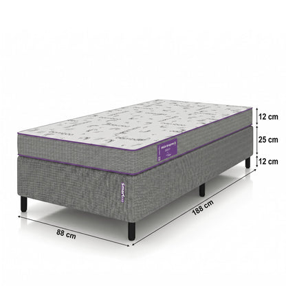 Cama Box com Colchão Solteiro D33 Acction 88X188 Smartz