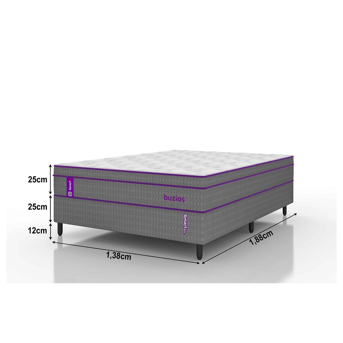 Cama Box com Colchão Casal Molas Ensacadas Búzios 138x188x62 Smartz