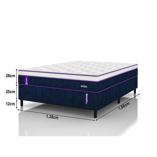 Cama Box Casal Com Colchão AG D80 138x188 Dallas Smartz