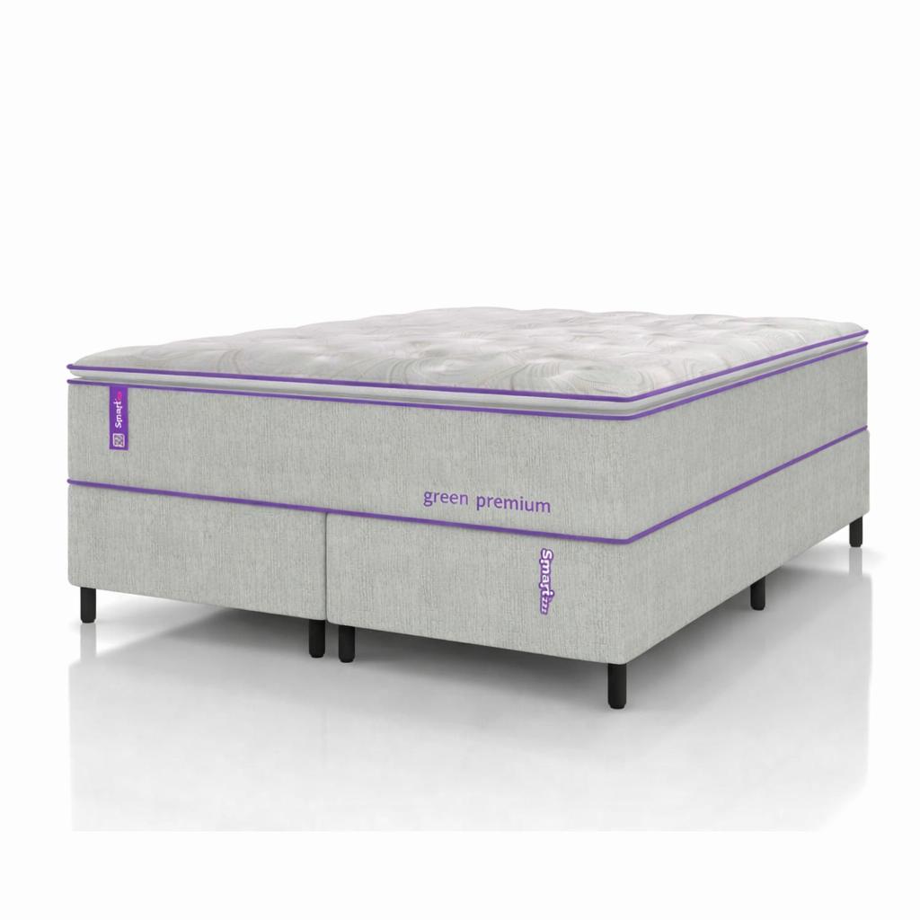 Cama Box  Queen Com Colchão Molas Ensacadas D33 158x198 Green Premium Smartz