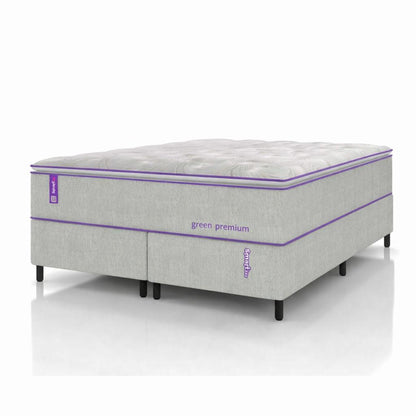 Cama Box  Queen Com Colchão Molas Ensacadas D33 158x198 Green Premium Smartz