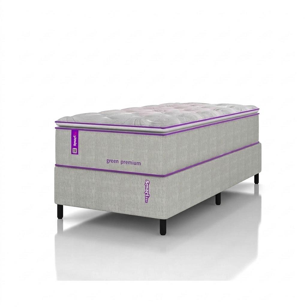 Cama Box Solteiro Com Colchão D33 88x188 Green Premium Smartz