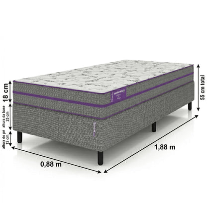 Cama Box com Colhão  Solteiro Ortovip 88x188x56  D33 Smartz