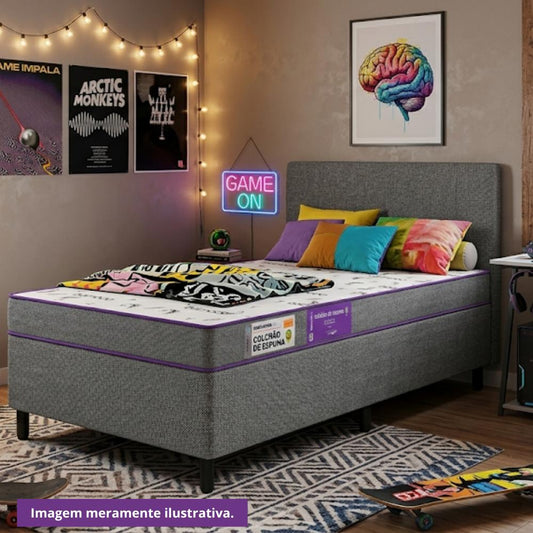 Cama Box Solteiro Smartz Acction D20 188x78 Cinza Macio