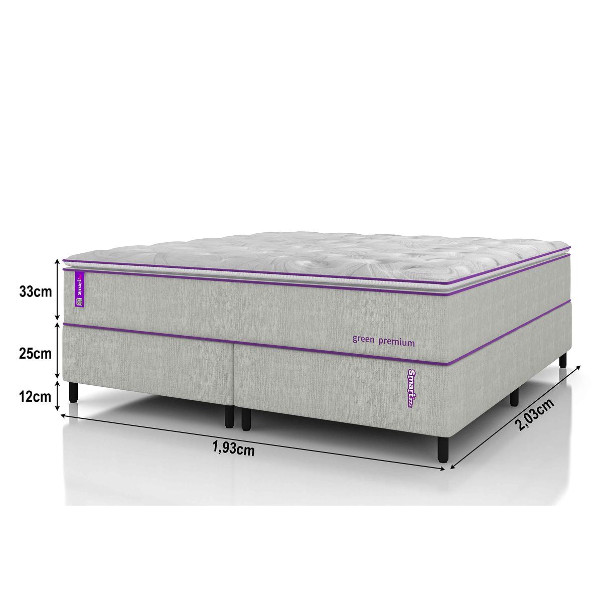 Cama Box King Com Colchão D33 193x203 Green Premium Smartz
