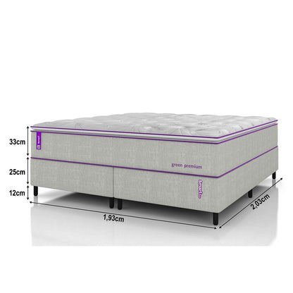 Cama Box King Com Colchão D33 193x203 Green Premium Smartz