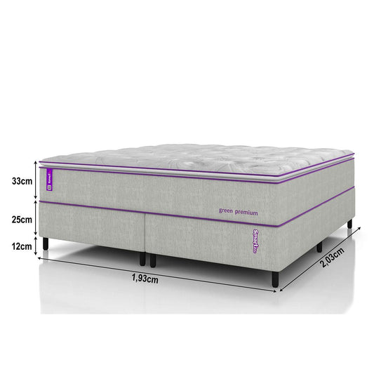 Cama Box King Com Colchão D33 193x203 Green Premium Smartz