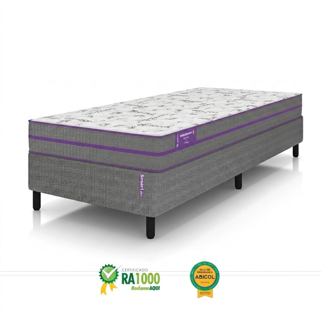 Cama Box com Colchão Solteiro Ortovip D28 Firme 78x188x55 Smartz