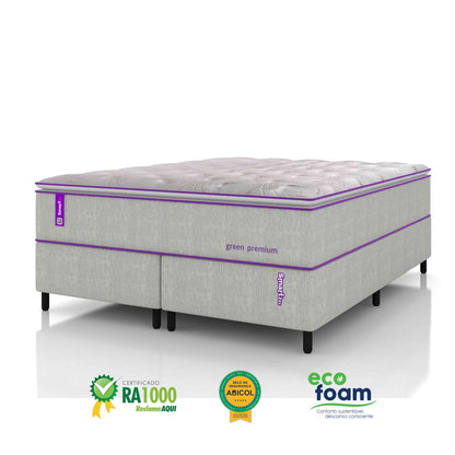 Cama Box  Queen Com Colchão Molas Ensacadas D33 158x198 Green Premium Smartz