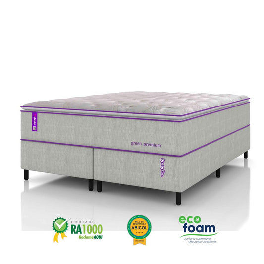Cama Box  Queen Com Colchão Molas Ensacadas D33 158x198 Green Premium Smartz