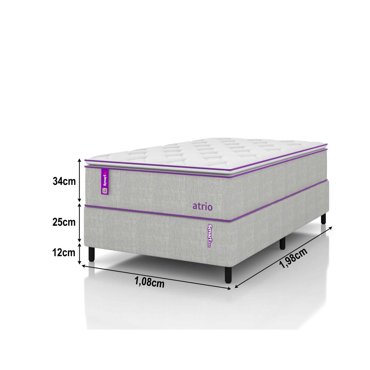 Cama Box Com Colchão Solteirão D26/D28 108 X 198  ATRIO Smartz