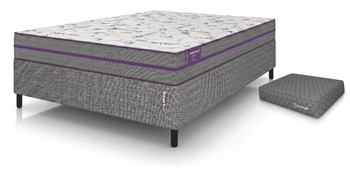 Cama box com Colçhão Casal D33 Ortovip 138x188 + Cama Pet 80X60 Smartz