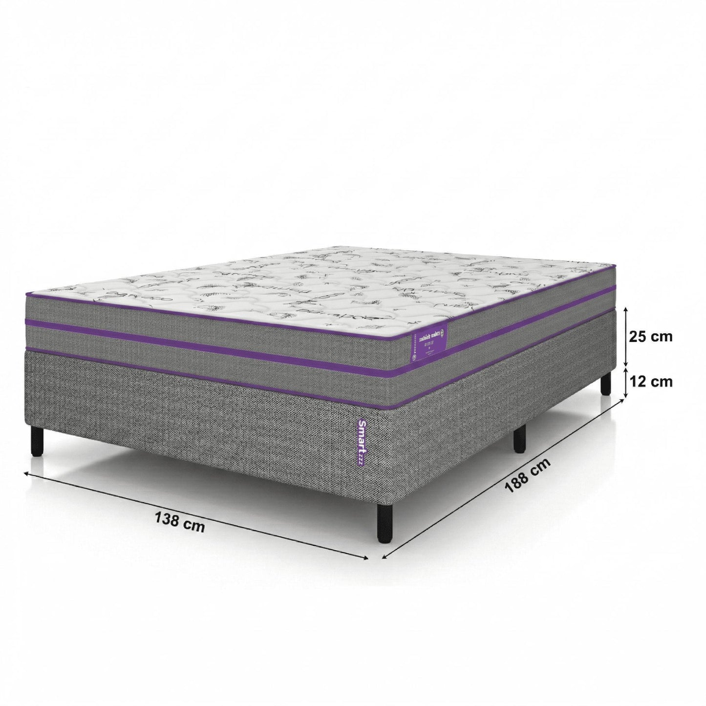 Conjunto Cama Box Casal Com Colchão  138x188x43 Ortovip  Smartz
