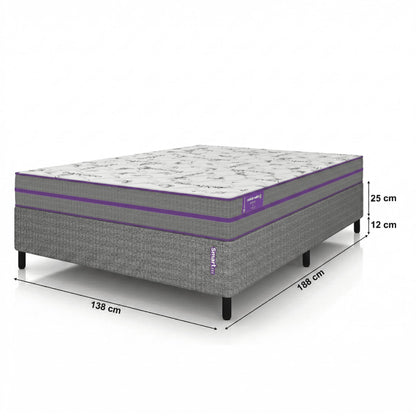 Conjunto Cama Box Casal Com Colchão  138x188x43 Ortovip  Smartz