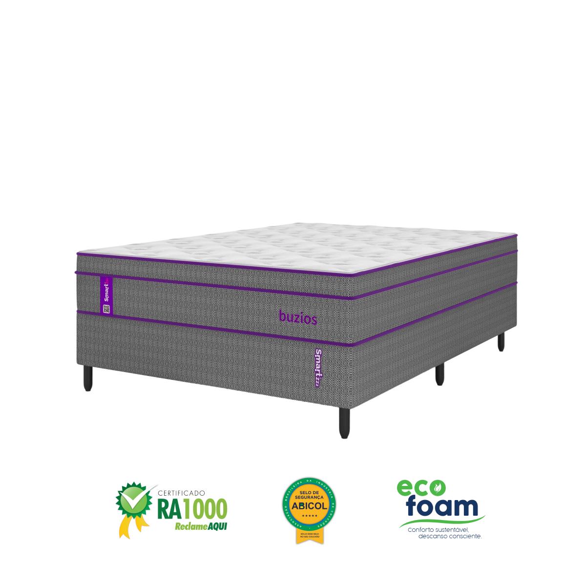 Cama Box com Colchão Casal Molas Ensacadas Búzios 138x188x62 Smartz