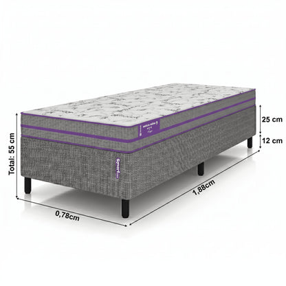 Cama Box Solteiro com Colchão D33   Ortovip  78x188x55 Smartz