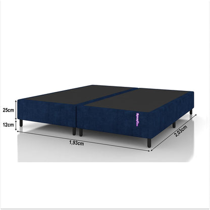 Cama Box King Jacquard Azul Design Moderno 203x193x25 SmartZzz